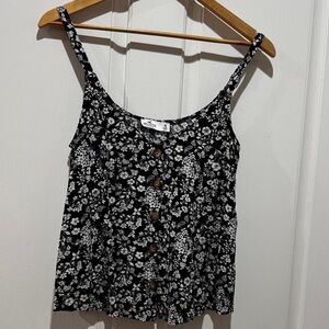 Hollister Black and White Floral Camisole